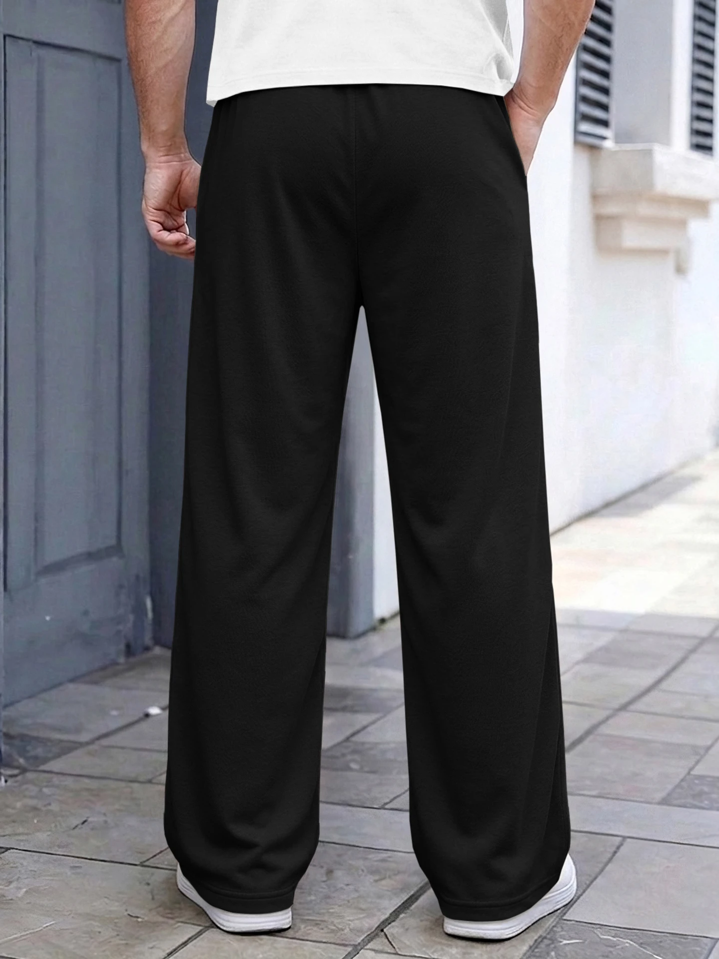 Men Solid Black Track Pants