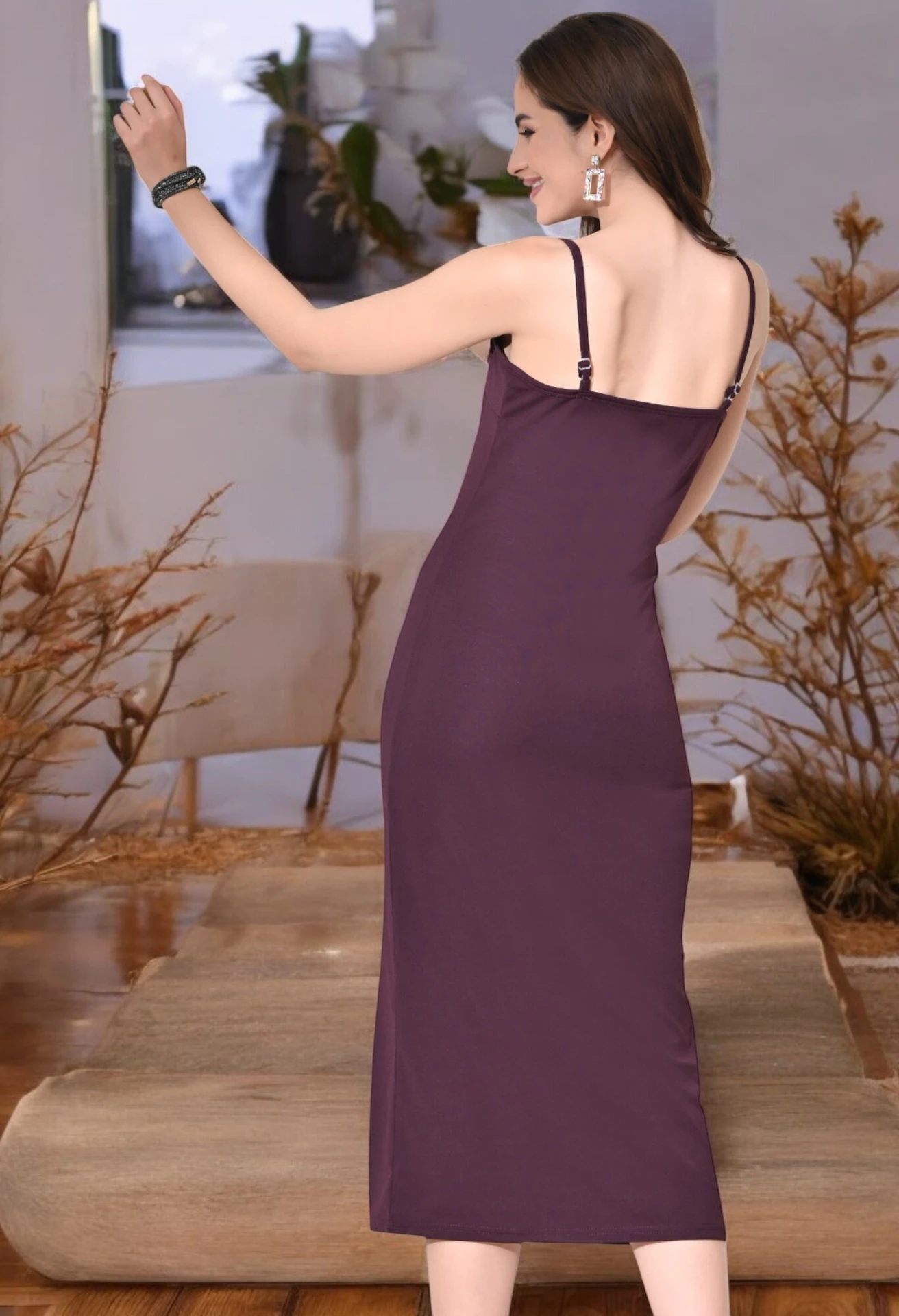 Women Bodycon Purple Midi/Calf Length Dress